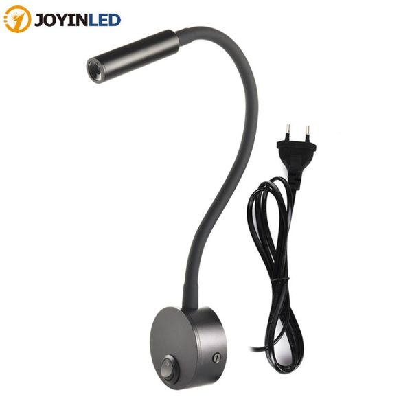 

wall lmap sconces clamp light 3w bedroom lamp on/off switch white silver black flexible gooseneck home bedside reading lights