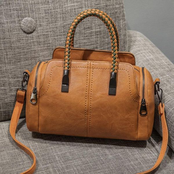 

vintage leather ladies handbags women messenger bags totes tassel designer crossbody shoulder bag boston hand bags c809
