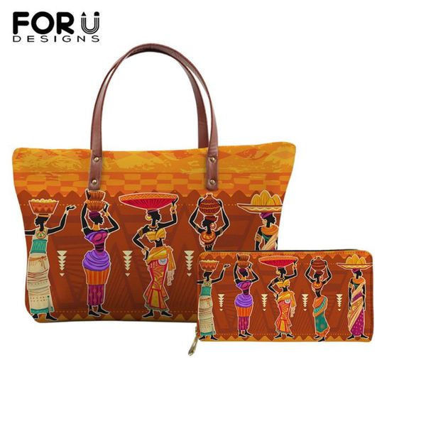 

forudesigns women vintage handbags afica girl art print tote bag ethnic style shoulder bag lady wallet beach for teen girls