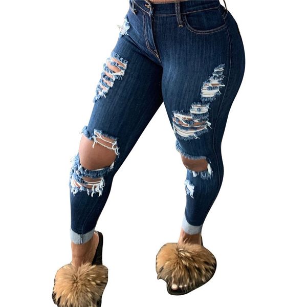

women jeans ripped pants slim skinny hole denim personalized fashion female jeans hollow trousers long pencil pants tassels hole hh2104, White