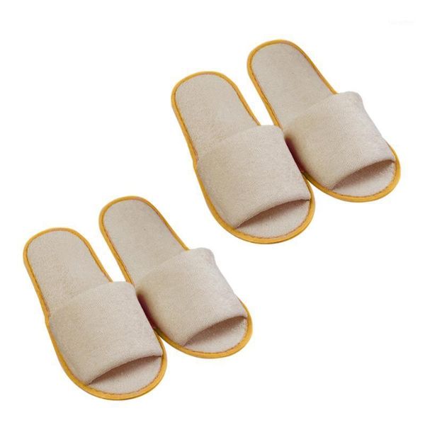 

2 pairs portable breathable cloth folding slipper home l guest open toe towelling travel slippers1