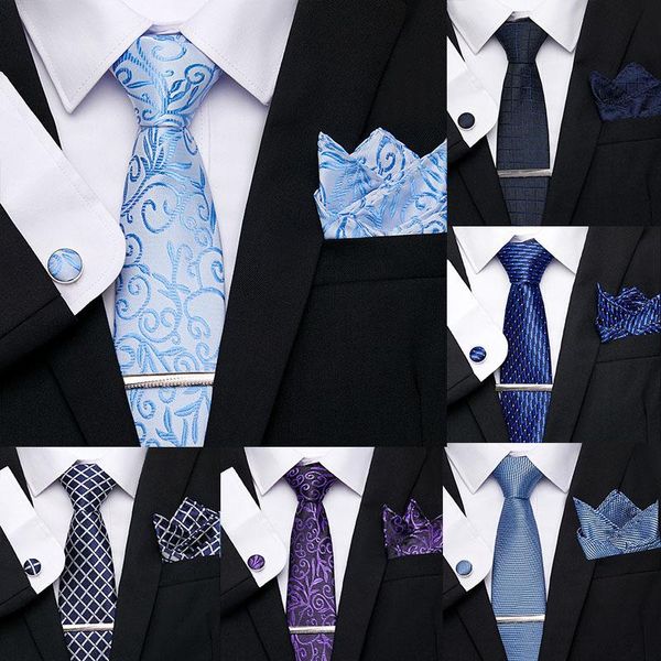

bow ties wedding men set extra long size 145cm*7.5cm necktie navy blue paisley 100% silk neck tie party mens classic, Black;gray