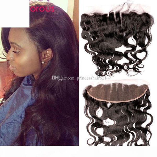 

glamorous ear to ear lace frontal closure original human hair 8-24inch body wave peruvian indian malaysian brazilian hair 13x4 lace frontals, Black;brown