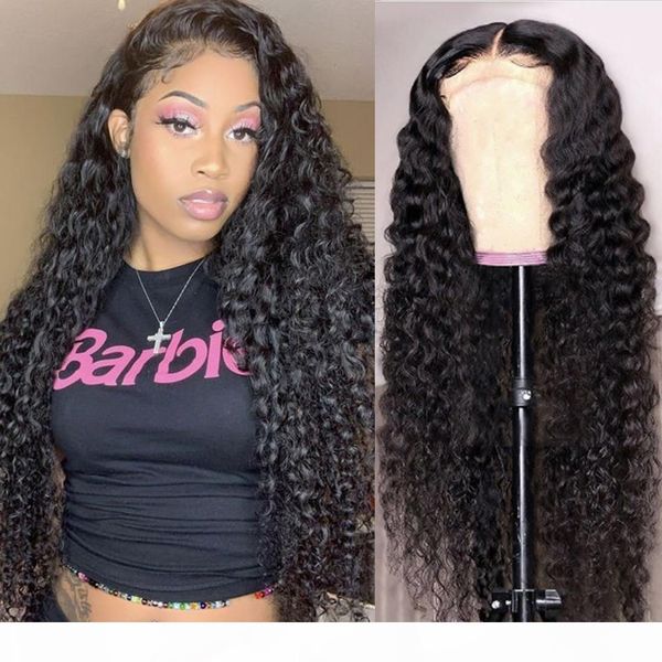 

30inch kinky curly wig hd transparent lace wigs front human hair remy t part brazilian deep part curly wave lace closure, Black