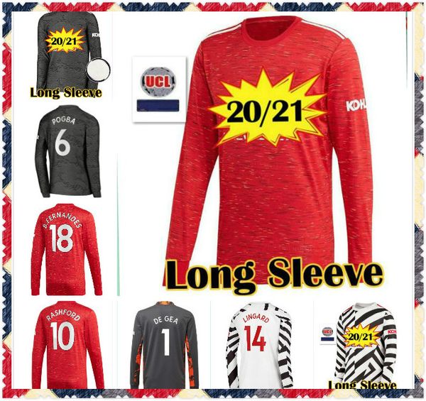 

long sleeve 20 21 manchester goalkeeper soccer jerseys united 2020 2021 lukaku pogba alexis martial rashford man utd football shirts, Black;yellow