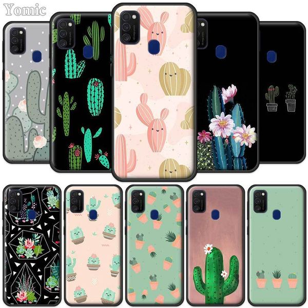 

black case for samsung galaxy m20 m21 m31 m40 m51 a20 a30s a40 a50 a51 a70 a71 soft tpu mobile phone cover cactus design