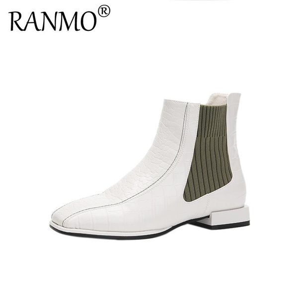 

boots autumn winter women's shoes low heel versatile short flying splicing elastic chelsey fashion ankle, Black