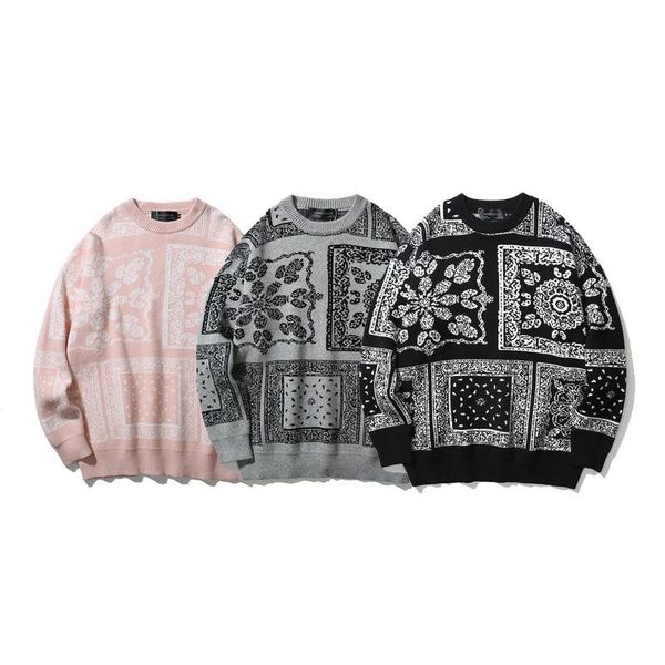 

men's sweaters spring autumn cashew jacquard sweater pattern knitted personality youth european american street fashion long sleeve men, White;black