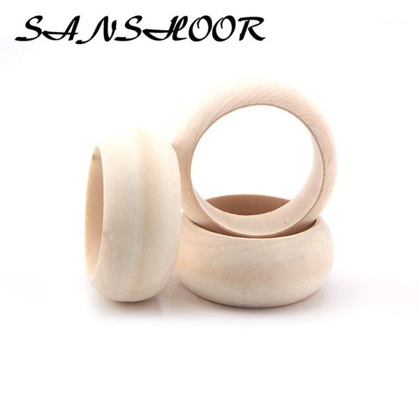 

sanshoor plain natural unfinished unpainted wooden bangle bracelet diy wood art jewelry 10pcs/lot1, Black
