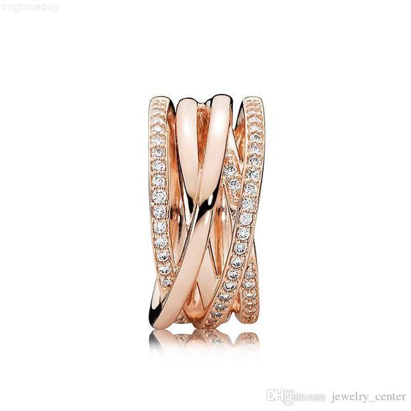 

18k rose gold intertwining with original box authentic for pandora 925 sterling silver jewelry wedding ring women's gift