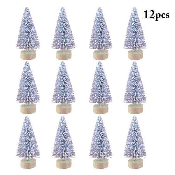 Party-Dekoration, 12-teilig, Mini-Weihnachtsbaum, Sisal, Seide, Zeder – klein, Gold, Silber, Blau, Grün, Weiß
