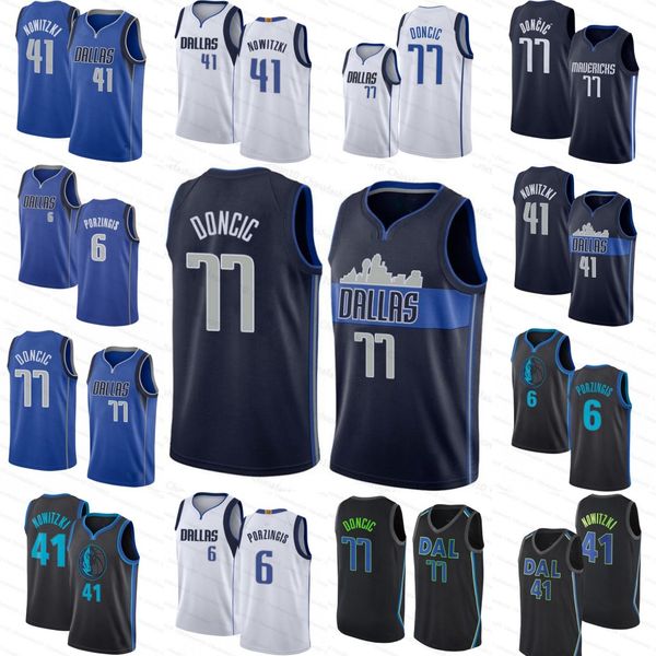 

dallas mavericks men luka doncic dirk werner nowitzki kristaps porzingis finished statement basketball jersey, Black
