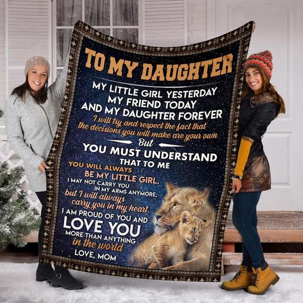 

gift blanket letter letters to my daughter express love 3d print sherpa blanket on bed home textiles dreamlike 80cmx120