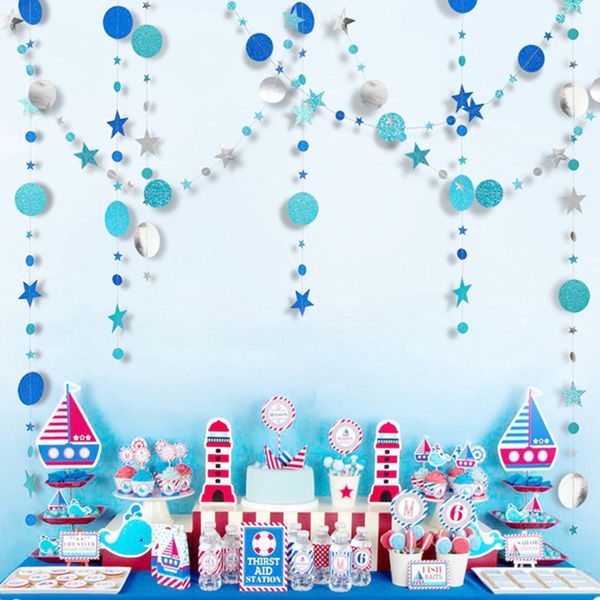 

4m paper garland star circle string banners wedding banner birthday home decoration baby shower favors party bunting flags