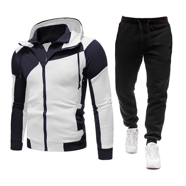 

2021 men sets hooded hoodies+pants outfit male tracksuit suits sportswear zipper coats autumn winter men clothing ropa hombre, Gray