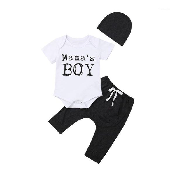 

newborn kids baby boy clothes long sleeve romper pants cap 3pcs outfits sets casual autumn baby clothing dropshipping1, White
