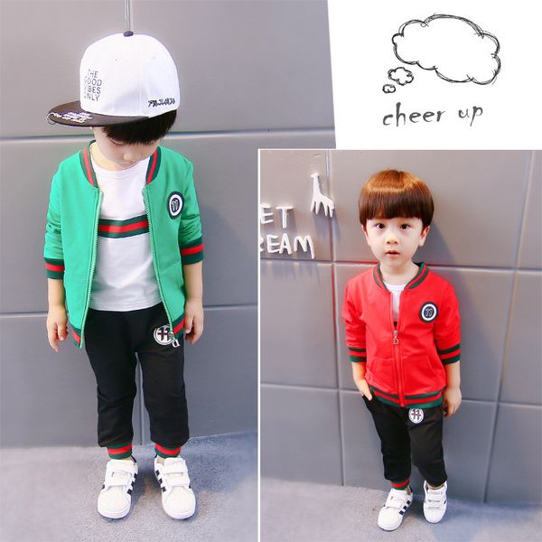 

baby clothing sets kids coat jacket+t shirt+pants autumn children sport suits boys clothes set, White