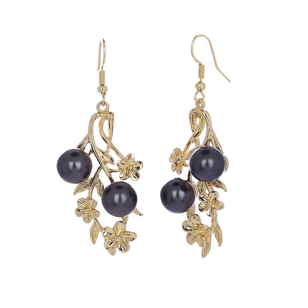 

earrings trendy flower drop earrings ladies gold color pearl dangle hawaiian earring jewelry for women party wedding, Silver