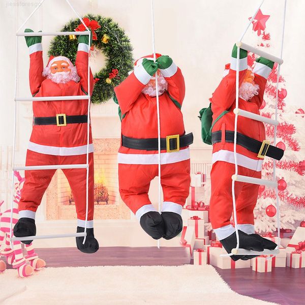 

60cm climbing rope ladder christmas decorations outdoor parachute santa claus doll pendant new year decor ornament