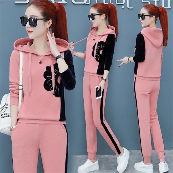 

women tracksuits 2 piece set plus size large pant suits and outfits co-ord set autumn winter sportswear fall clothes t200706, Gray