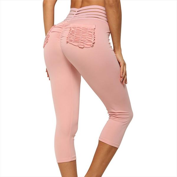

2020 lace splicing waist hips leggings women print pocket workout clothes push up fitness female elastic slim pants leggins, Black