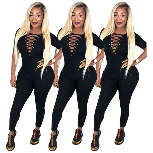 

d9002 selling european and american women's v-neck strapless backless jumpsuit