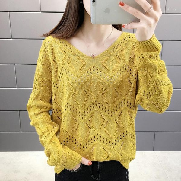 

2021 autumn spring solid casual female knit jumper v-neck long sleeve ladies sweater plus size woman pullovers for outwear1, White;black