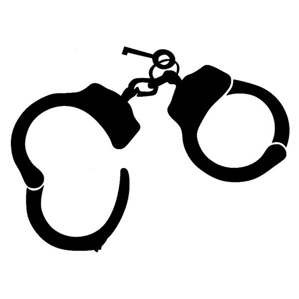 

15cm*11.1cm handcuffs personality vinyl car-styling car sticker black/silver s3-5571