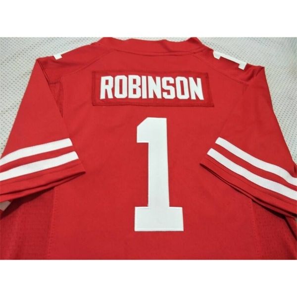 

2604 nebraska cornhuskers wandale robinson #1 real full embroidery college jersey size s-4xl or custom any name or number jersey, Black