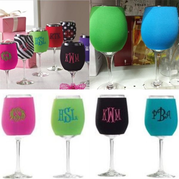 

embroidery cup sleeves neoprene goblet covers green black blue wine glass koozie he sleeve new arrival 1 7xy l1