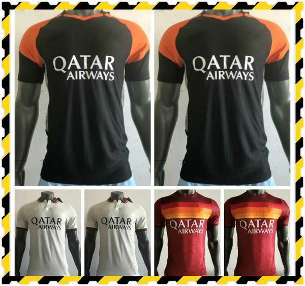 

player version 20 21 totti kolarov kluivert soccer jersey dzeko kalinic manolas 2020 2021 home away third football shirt zaniolo pellegrini, Black;yellow