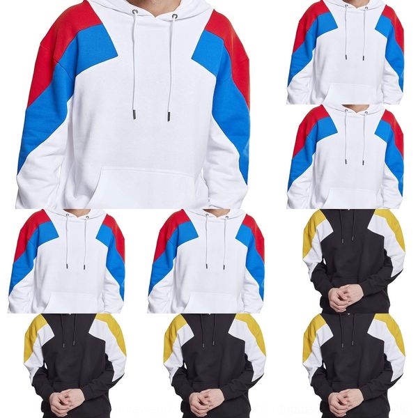 

yjdqy spring new large men's color matching matching wy01 spring new large men's color solid solid hooded pullover sweatersweater, Black
