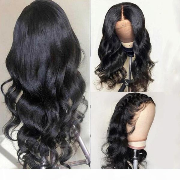 

new 30 inch body wave 4x4 human hair lace closure wig 150density body weave human hair wigs hd transparent glueless lace frontal wig, Black