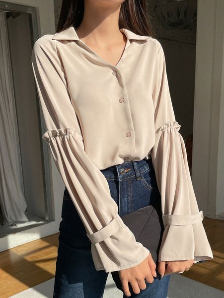 

dazy frill trim raglan sleeve blouse d6ac#, White