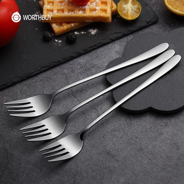

forks worthbuy 2 pcs/set dinner fork stainless steel fruit for restaurant picks long handle dessert cake set