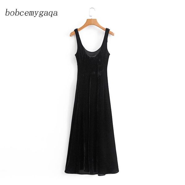 

sleeveless velvet long dress women autumn winter long black party dress o neck vestidos mujer, Black;gray