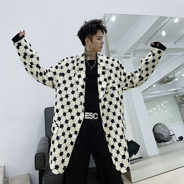 

2020 suit male small in the fashionable flower blazer spring hair stylist slash singer fine jacket 1492, White;black