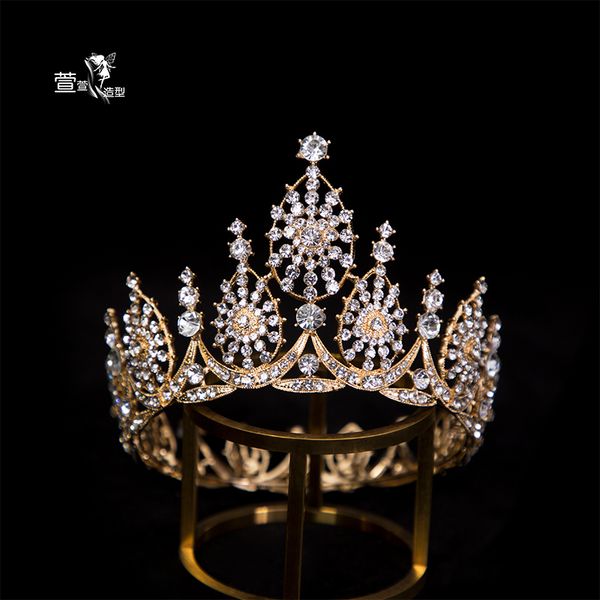 

xuanxuan new baroque gold medium-sized round queen crown bride wedding headdress studio accessories, Silver