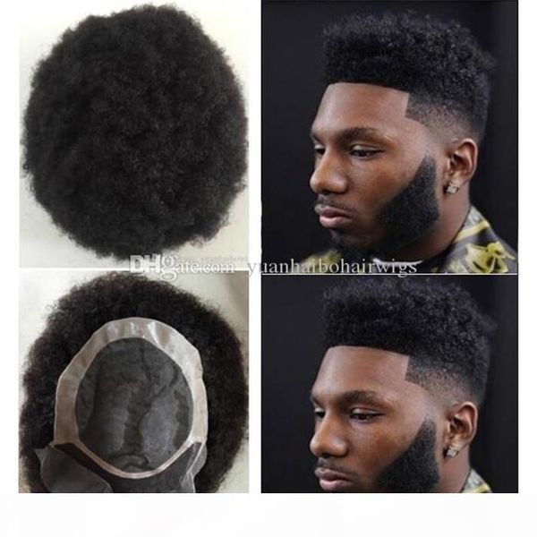

afro hair mens wig 6*8,6*9 pu toupee jet black peruvian virgin remy human hair replacement for black men