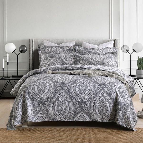 

comforters & sets quality bedspreads quilt set 3pcs gray printed washed cotton quilts bed cover ab-side reversible king queen size summer co