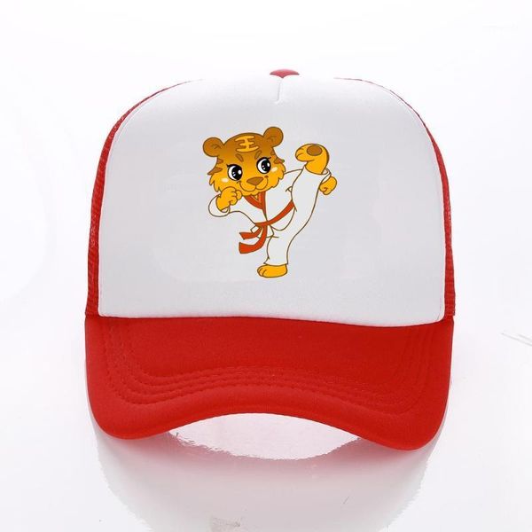 

cartoon tiger pattern men and women baseball caps summer mesh trucker hat breathable caps baseball hat mesh snapback hats1, Blue;gray