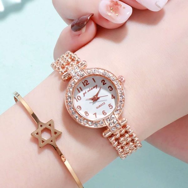 

luxury inlaid fashion diamond selling women's alloy bracelet watch, Slivery;brown