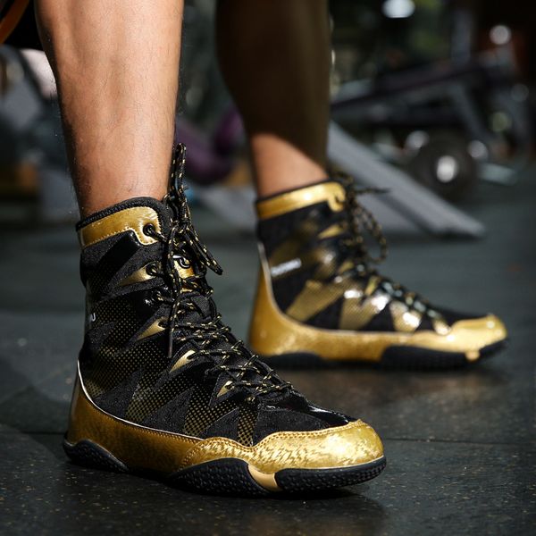 

luxurys designers shoes new professional fighting wrestling shoes men gold anti slip boxing sneakers big size 39-47 breathable c