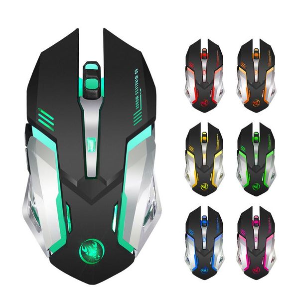 

rechargeable 2.4g wireless mouse 7 color breathing light computer mouse 6 buttons gaming for deskcomputer laptop