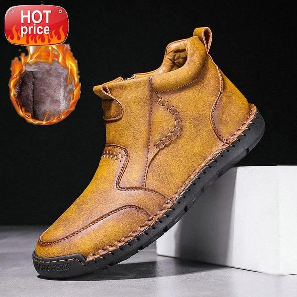 

winter new high-quality plush warm men's shoes soft leather high-men's casual sports shoes flat driving loafers38-46 #qr52