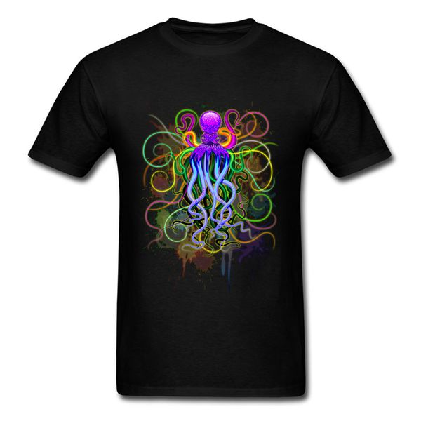 

octopus psychedelic люминесценция новый дизайн с коротким рукавом смешные crewneck мужские tops рубашках s summer толстовка с капюшоном толс