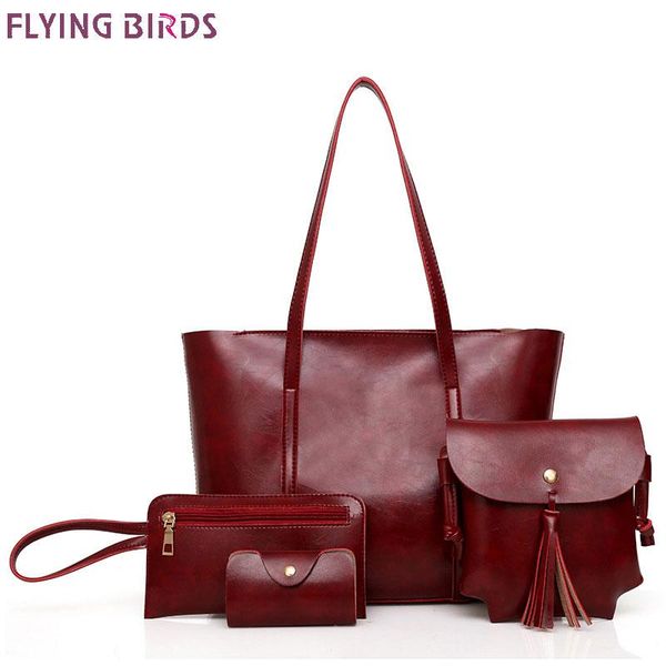 

flying birds bags for women 2020 handbag women bag pu 4-piece tassels purses and handbags shoulder bag lady messenger bags a9213