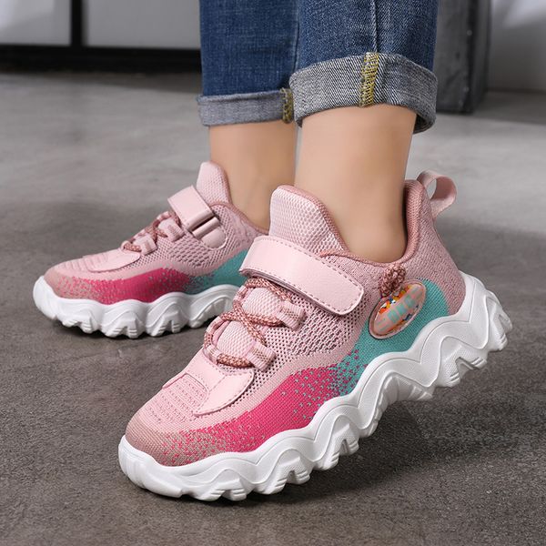 

skhek children's sports shoes 12 years old girls sneakers for boys net shoes 6 children 7 spring 8 new  boys breathable 10 mesh 201026, Black