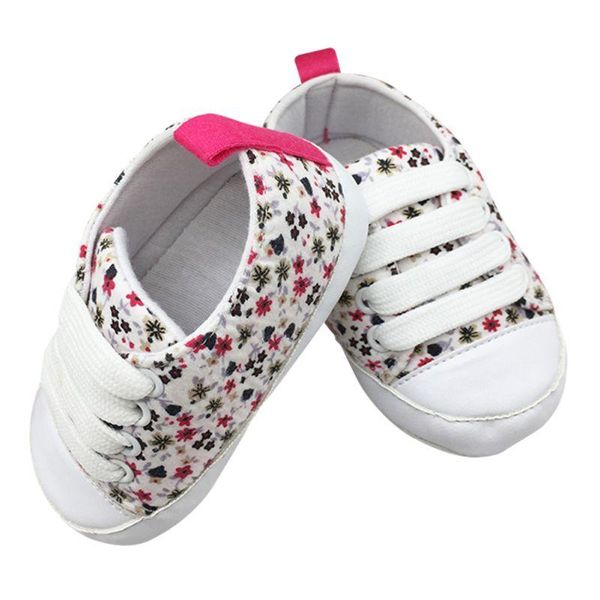 

all season toddler kids canvas sneakers casual floral printed lace-up soft soled comfortable baby crib first walkers shoes 0-18m
