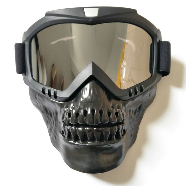 All'ingrosso-Skull Occhiali da sci Maschera staccabile Occhiali da snowboard Antivento Equitazione Neve Motoslitta Occhiali Sci Occhiali da sci divertenti Oculos